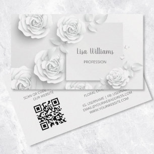 White 3D Simple Flowers Business Card