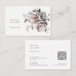 White 3D Simple Flowers Business Card