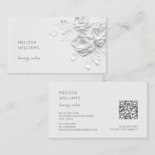White 3D Simple Flowers Business Card