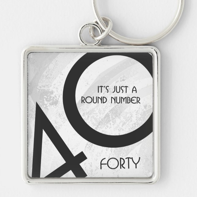 White 40 Decade Birthday Keychain (Front)