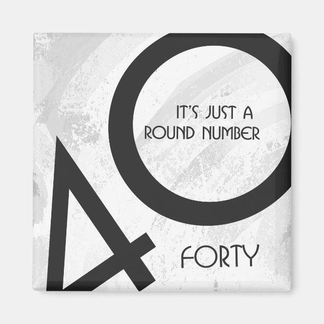 White 40 Decade Birthday Magnet (Front)