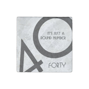 White 40 Decade Birthday Stone Magnet