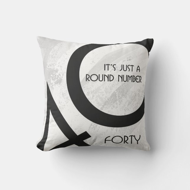 White 40 Decade Birthday Throw Pillow (Front)