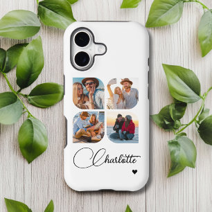 White 4 Photo Personalized Name iPhone 17 Case