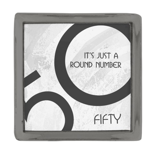White 50 Decade Birthdday Gunmetal Finish Lapel Pin (Front)