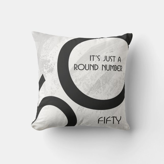 White 50 Decade Birthdday Throw Pillow (Front)