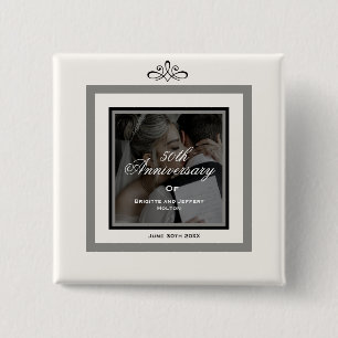 White 50th anniversary customizable button
