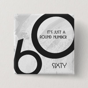 White 60 Decade Birthday Button