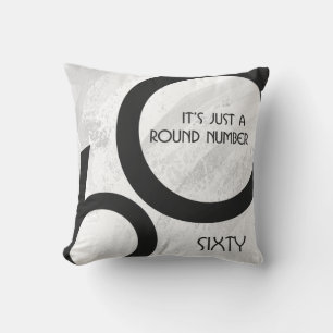 White 60 Decade Birthday Throw Pillow