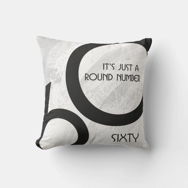 White 60 Decade Birthday Throw Pillow (Front)