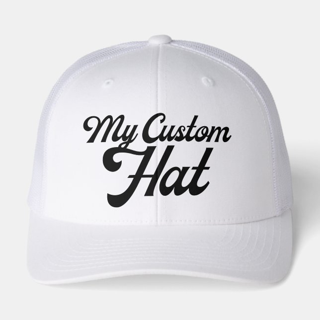 WHITE 6 Panel Custom Trucker Hat Blank Template (Front)