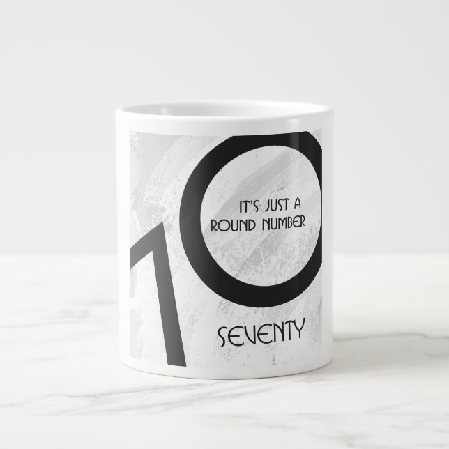 White 70 Decade Birthday Giant Coffee Mug (Front)