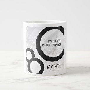 White 80 Decade Birthday Large Coffee Mug