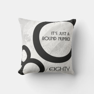 White 80 Decade Birthday Throw Pillow