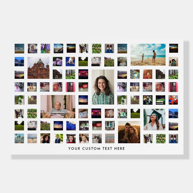 White 80 Photo Collage Birthday Party Foam Board (Front)