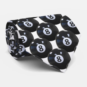 White 8 Ball Billiards Pool Player Cool Neck Tie