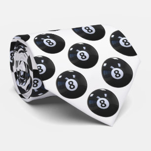 White 8 Ball Billiards Pool Player Cool Neck Tie