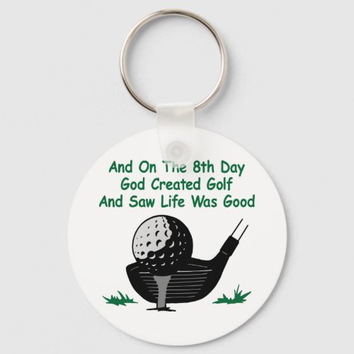 White 8Th Day Created Golf Keychain