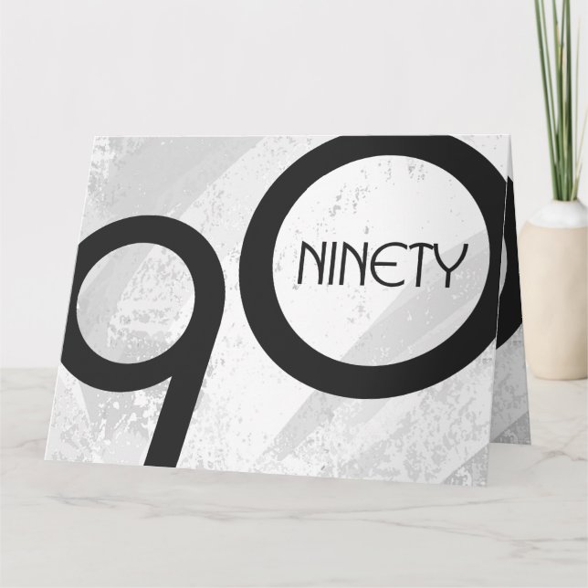White 90 Decade Birthday Card (Front)