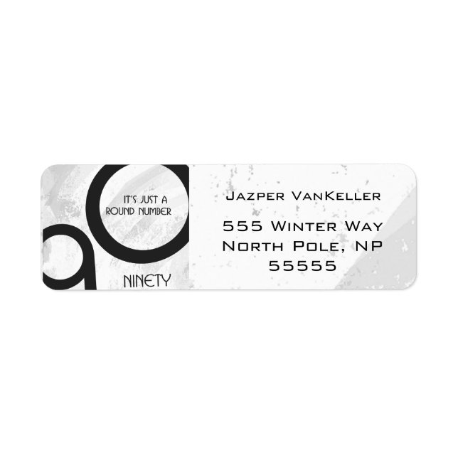 White 90 Decade Birthday Label (Front)