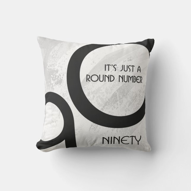 White 90 Decade Birthday Throw Pillow (Front)