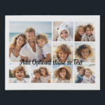 White 9 Photo Square Collage - with script black Faux Canvas Print<br><div class="desc">You can use square or selfie photos for this design. Use eight square photos to create a unique and personal gift. If you need to adjust the pictures,  click on the customize tool to make changes.</div>