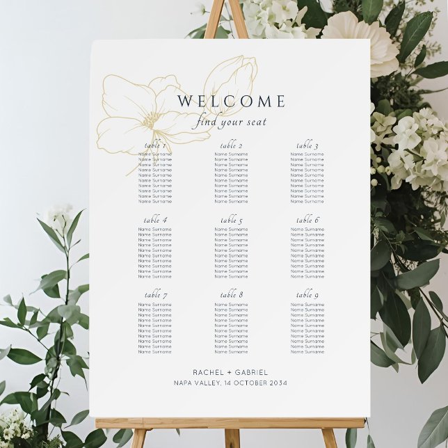 White | 9 Table Chic Floral Wedding Seating Chart Foam Board (Creator Uploaded)