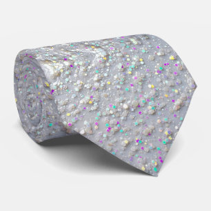 White AB Faux Glitter + Silk Luxury Gentleman's Neck Tie