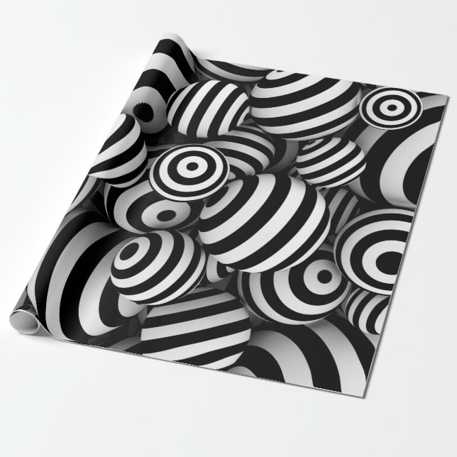 White abstract background with balls and black lin wrapping paper (Unrolled)