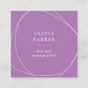 White Abstract Circle Lavender Square Business Card