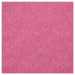White abstract doodles on pink background fabric