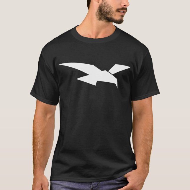 White Abstract Geometric Bird Soaring Down T-Shirt (Front)