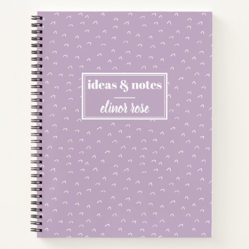 White Abstract Scatter Pattern on Dusty Purple Notebook