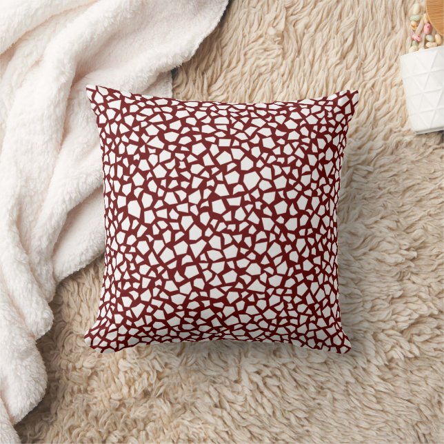 White Abstract Sharp Shards on Maroon  Throw Pillow (Blanket)