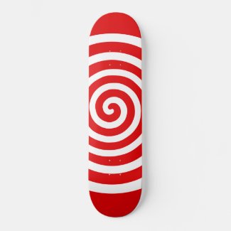 White Abstract Spiral Circle on Red