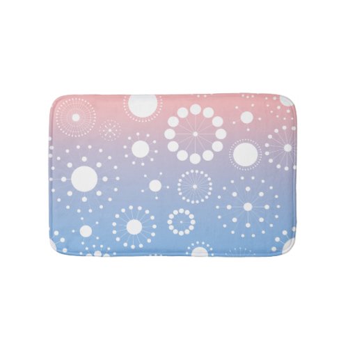 White Abstract Stars  Soft Pink  Blue Background Bath Mat