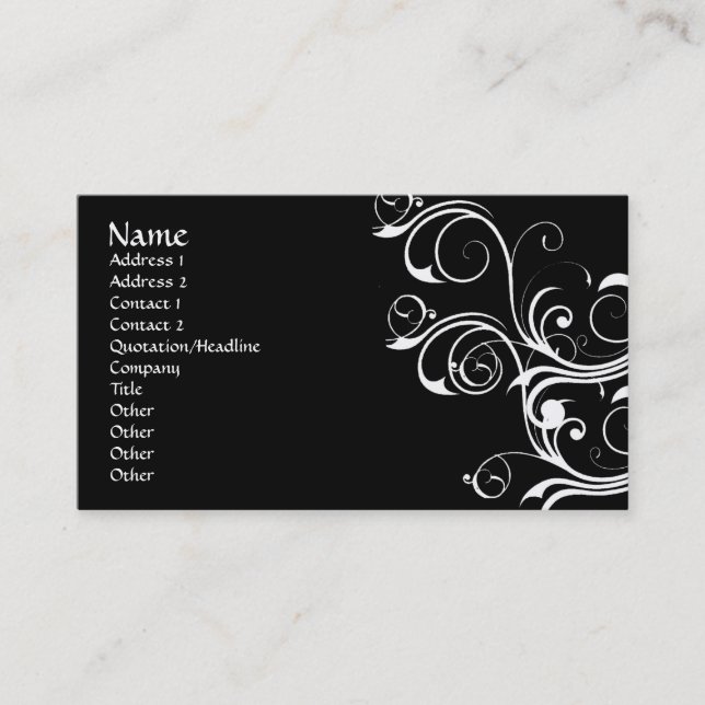 White Abstract Vintage Business Card (Front)