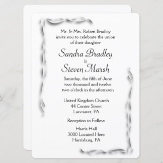 White Accent Wedding Invitation
