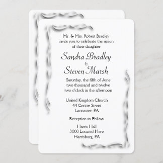 White Accent Wedding Invitation 5"x 7"