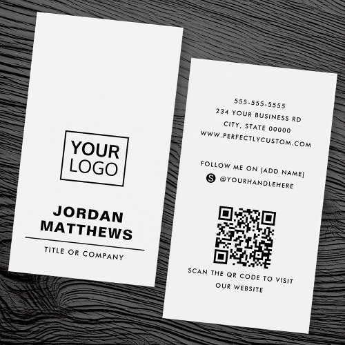 White add logo social media QR code business card