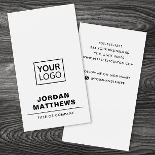 White add logo social media vertical business card