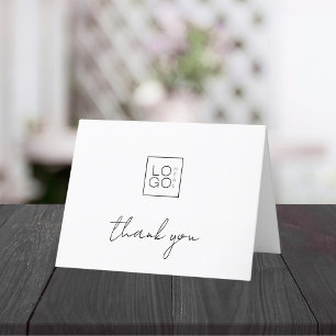 White Add Your Own Custom Logo Business Company Letterpress Thank You Card