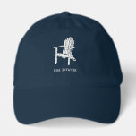 White Adirondack Chair Personalized Souvenir Hat<br><div class="desc">Add the name of your favorite vacation spot or a fun slogan to create your own custom baseball cap. This hat features my hand drawn illustration of a wooden Adirondack chair in white in a distressed style and your own text below.</div>