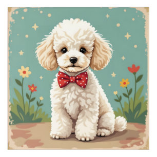White adorable poodle with bow tie acrylic print