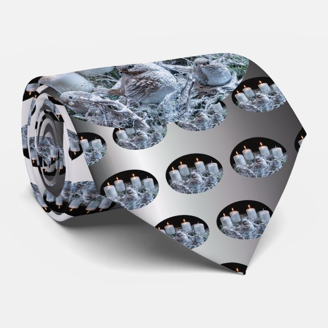 White Advent Wreath Neck Tie (Rolled)