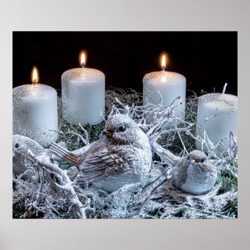 White Advent Wreath Poster