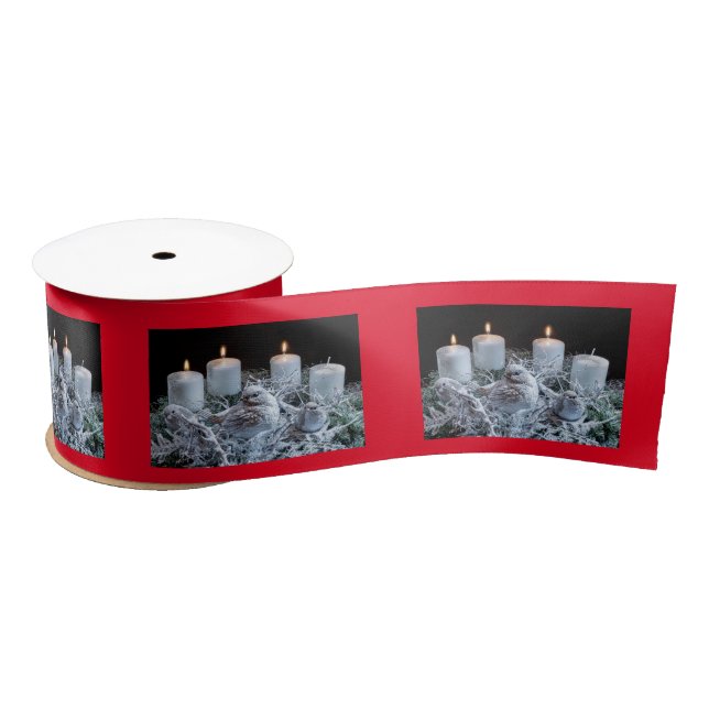White Advent Wreath Satin Ribbon (Spool)