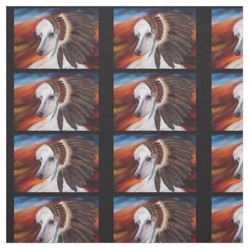 White Afghan Hound Fabric