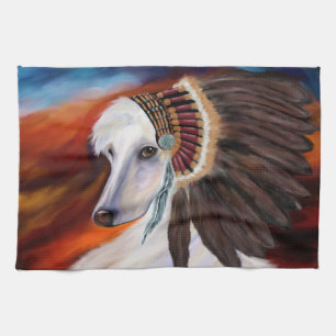 White Afghan Hound Kitchen Towel