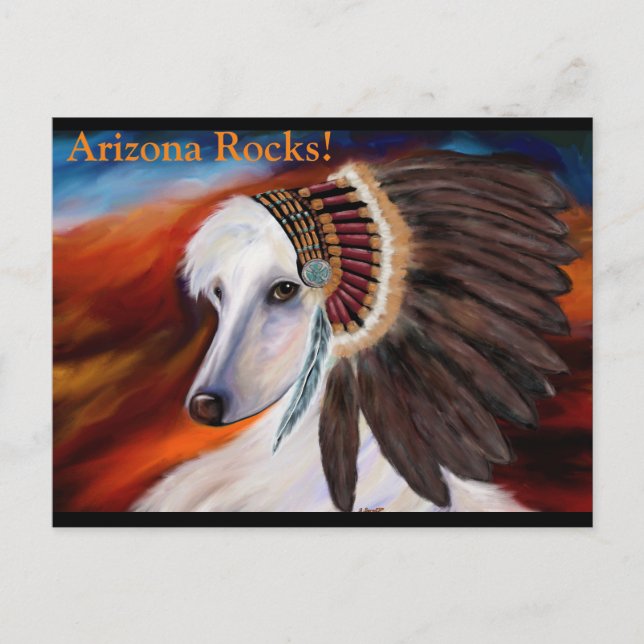 White Afghan Hound Postcard (Front)